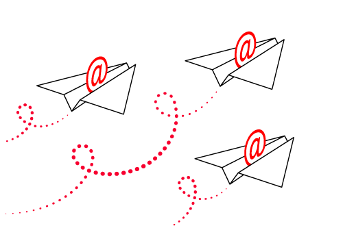 paper airplanes carrying @s